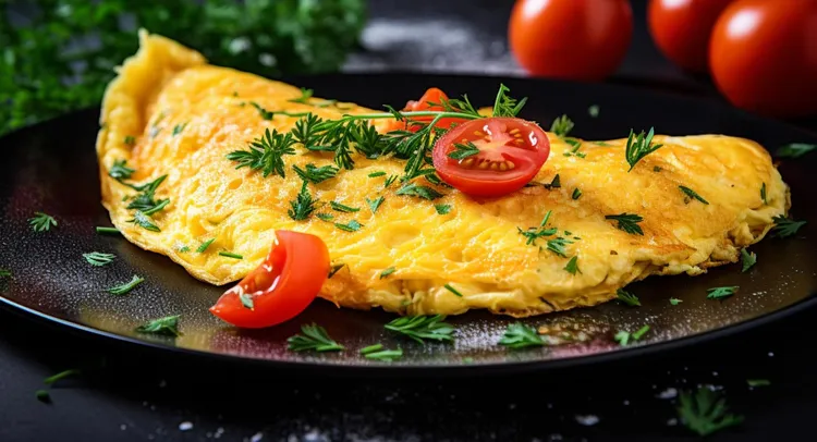 Fennel, olive and dill omelet with goat cheese