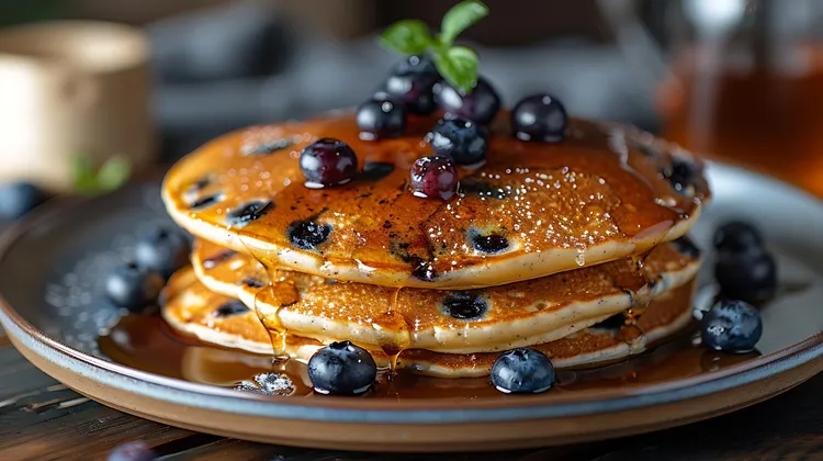 Mixed berry and avocado pancakes