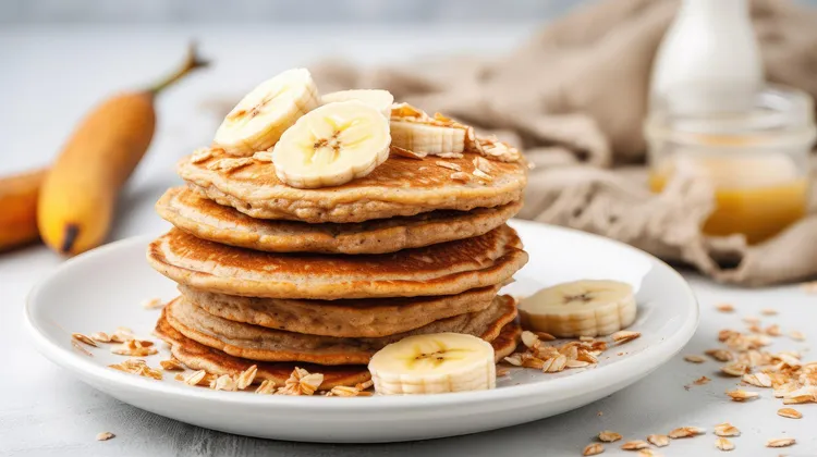 Multi-grain oatmeal banana pancakes