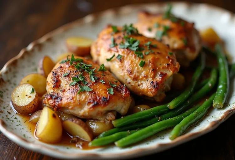 One-pan lemon and chicken potato bake