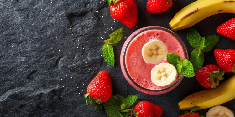 Orange strawberry banana protein smoothie