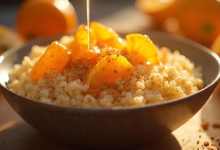 Orange honey cinnamon quinoa breakfast bowl