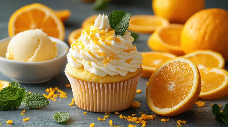 Orange, passionfruit and yoghurt cupcakes