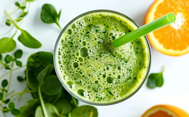 Citrusy strawberry-banana spinach smoothie
