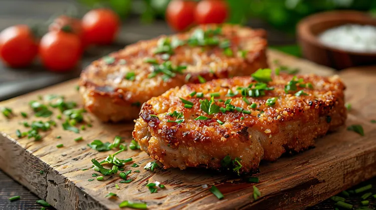 Coconut-crusted pan-fried pork chops