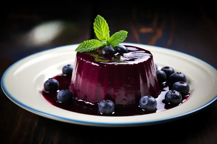 Passionfruit panna cotta with blueberries