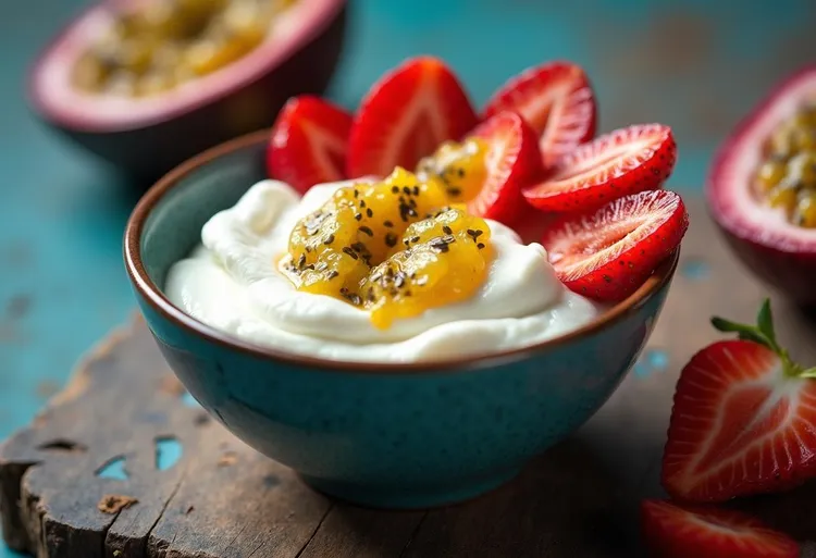 Passionfruit & strawberry fools