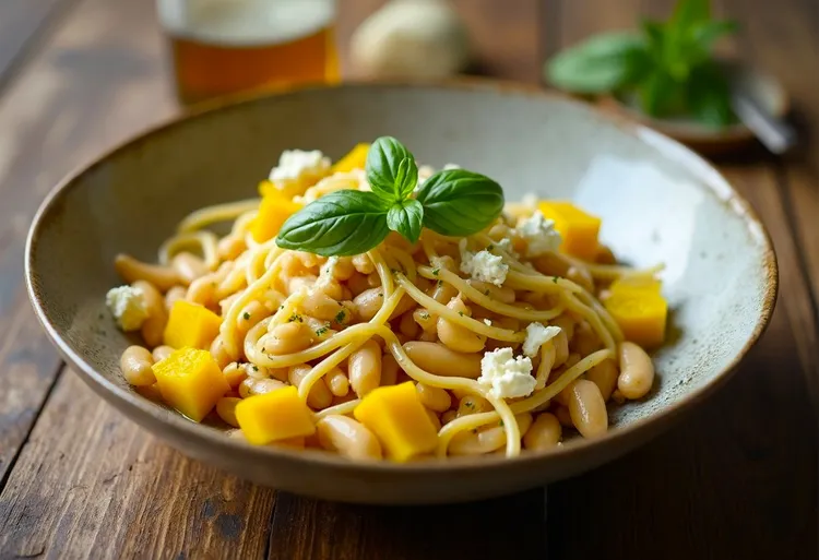 Pasta with white beans and summer squash