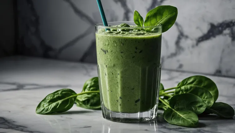 Peanut butter, banana and flax green smoothie