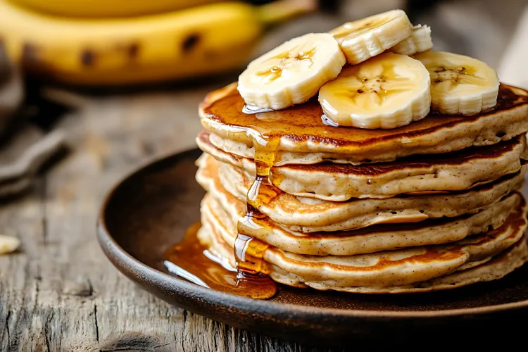 Protein-packed peanut butter banana oatmeal pancakes