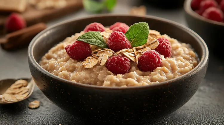 Peanut butter raspberry oatmeal