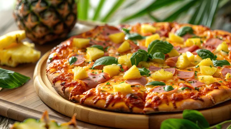 Pineapple and ham pizza