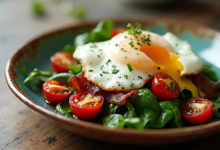 Poached eggs with spinach & bacon