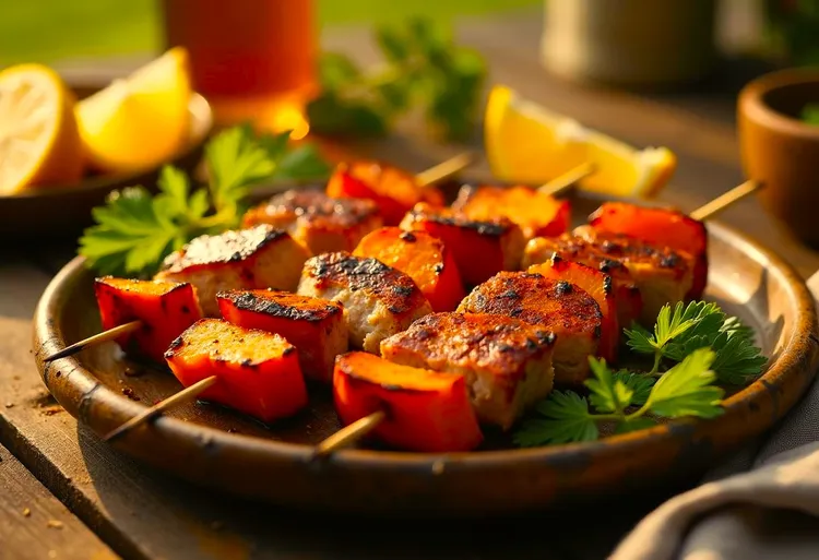 Pork and sweet potato skewers