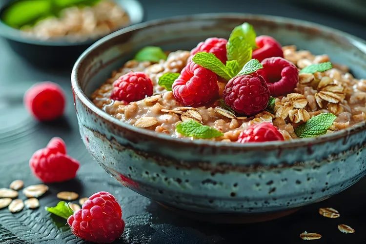 Porridge with apples and berries