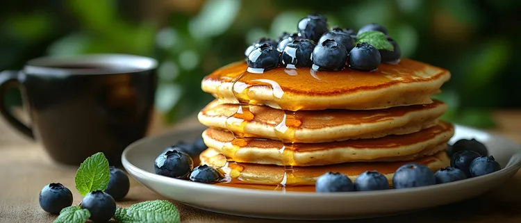 Protein-packed oatmeal banana pancakes with blueberries