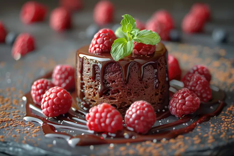 Quick chocolate and raspberry puddings