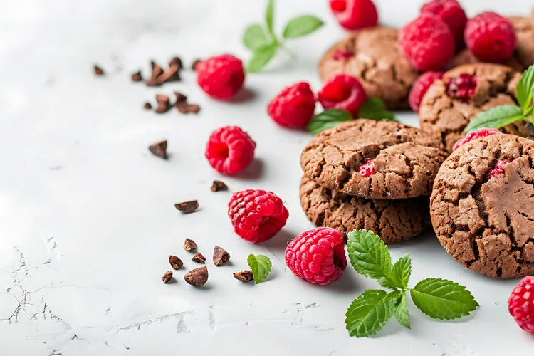 Raspberry and dark chocolate cookies