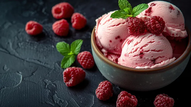 Raspberry and melon ice cream
