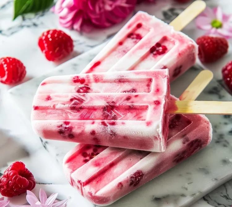 Raspberry and vanilla icy poles