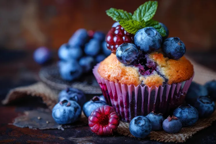 Raspberry & blueberry muffins