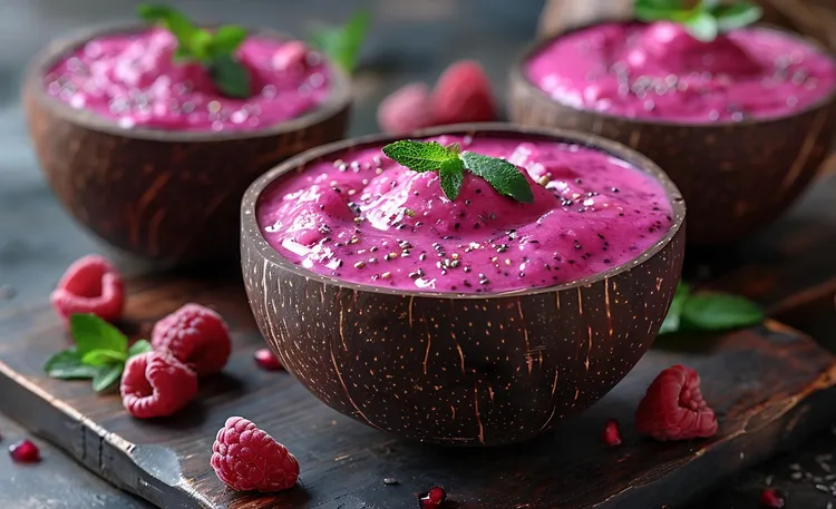 Raspberry chia seed pudding