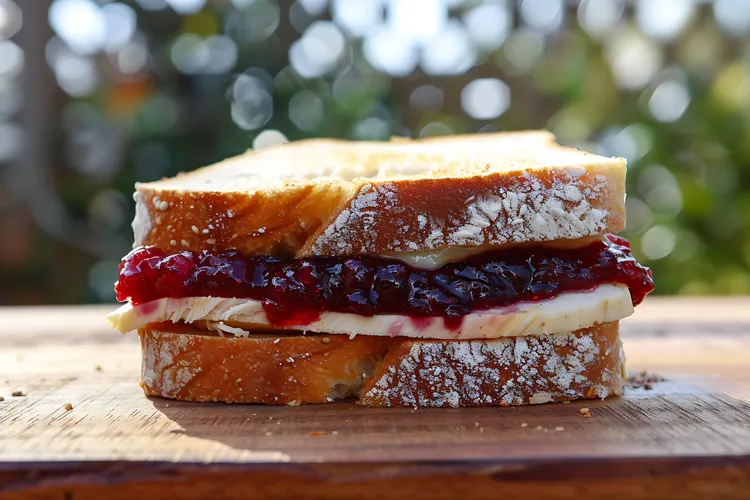 Raspberry-infused turkey and cream cheese sandwich