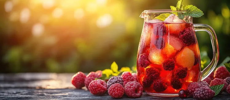 Raspberry, mint and orange iced tea