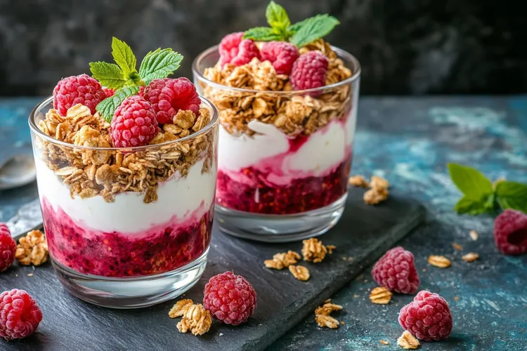 Raspberry yogurt parfait