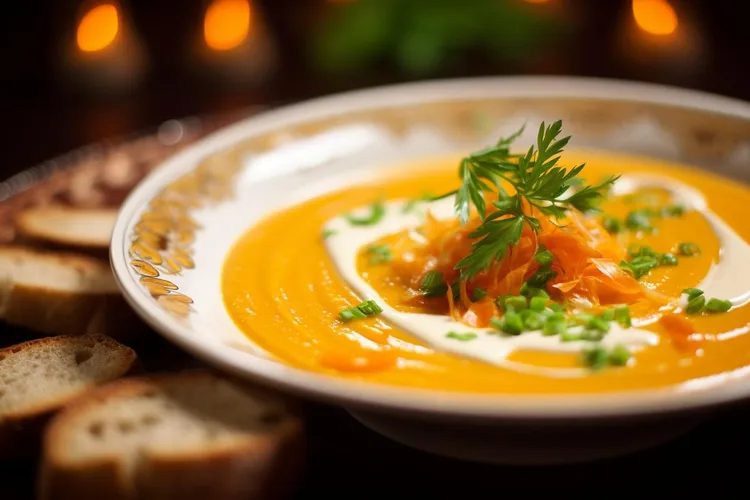 Roast pumpkin, sweet potato and garlic soup