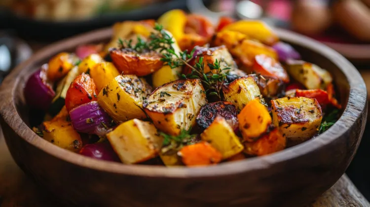 Herb-roasted potato and sweet potato medley