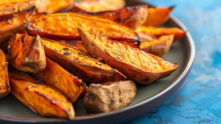 Roasted sweet potato wedges