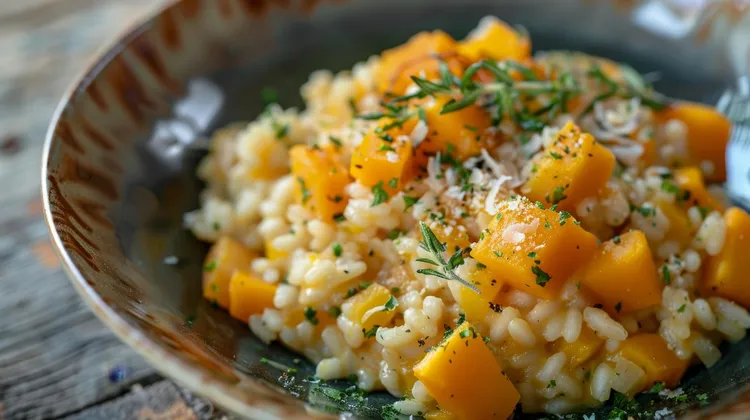 Roasted sweet potato & zucchini risotto
