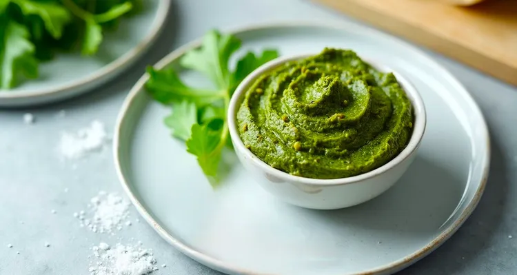 Rocket and macadamia pesto dip