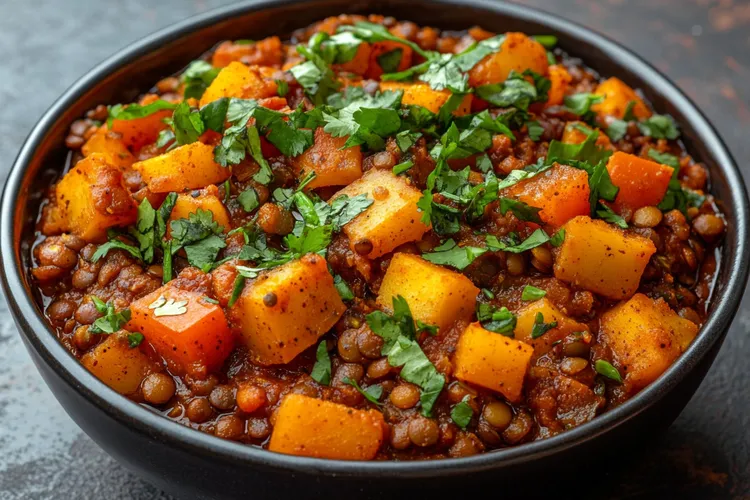 Mustard lentil & sweet potato bowl