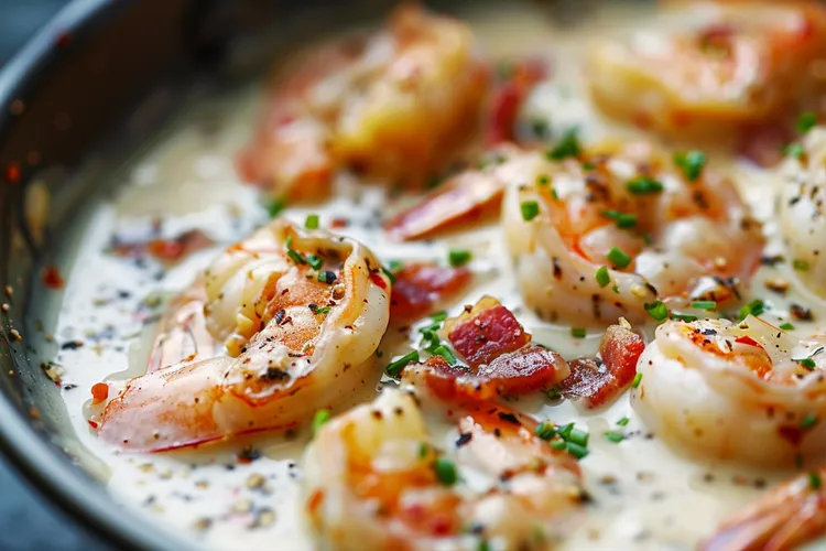 Shrimps with bacon and herb mayonnaise