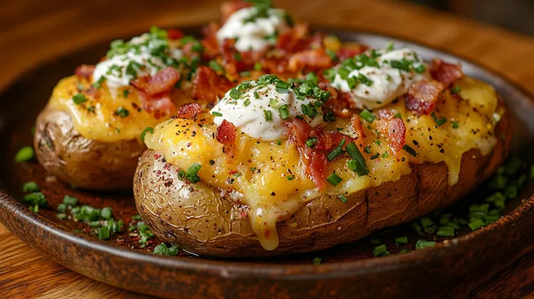 Smoky bbq volcano potatoes with cheddar cheese and sour cream