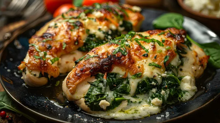 Spinach and goat cheese hasselback chicken