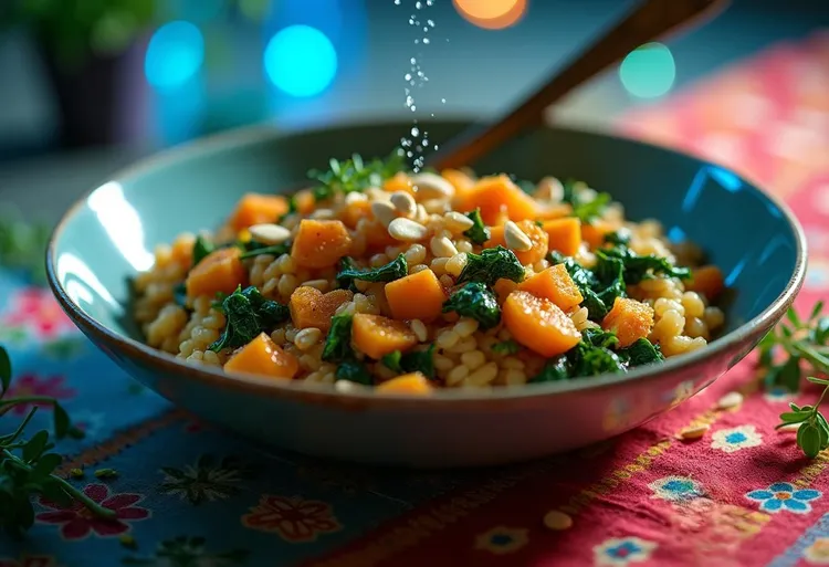 Spinach and sweet potato risotto