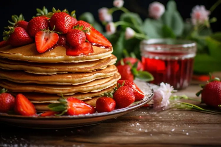 Strawberries & buttermilk pancakes