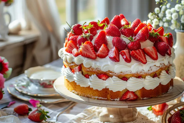 Strawberries 'n' cream sponge