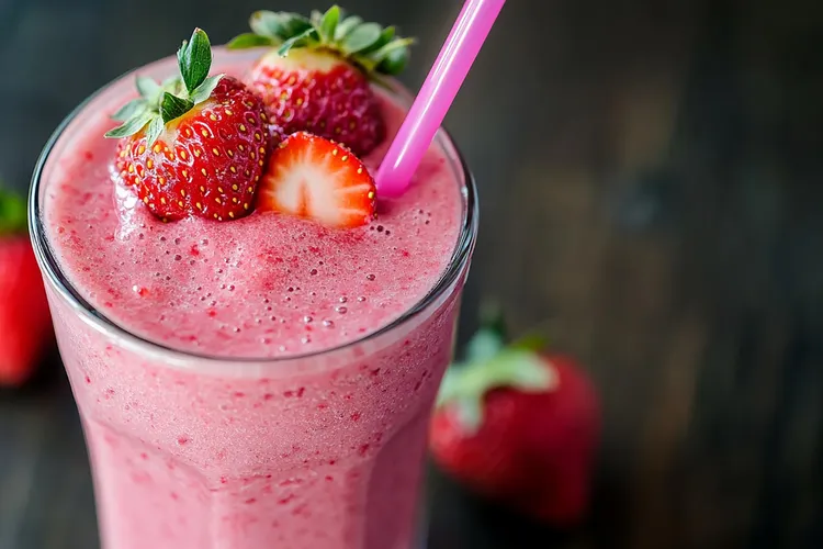 Strawberry almond protein smoothie bowl