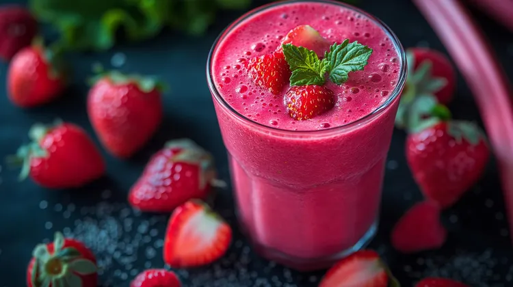 Strawberry-banana almond butter protein smoothie