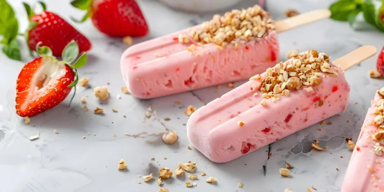 Strawberry banana creamsicles with almonds
