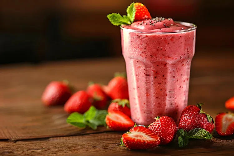 Strawberry cottage cheese protein smoothie