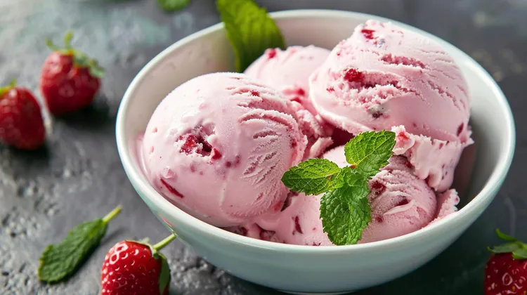 Strawberry frozen yoghurt