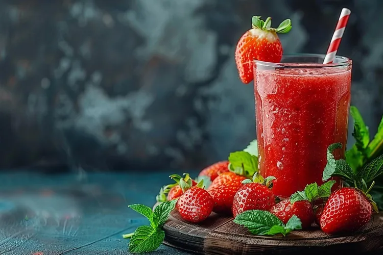 Strawberry almond protein power smoothie