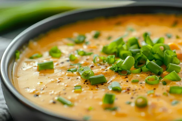 Sweet potato cauliflower soup with corn and onion