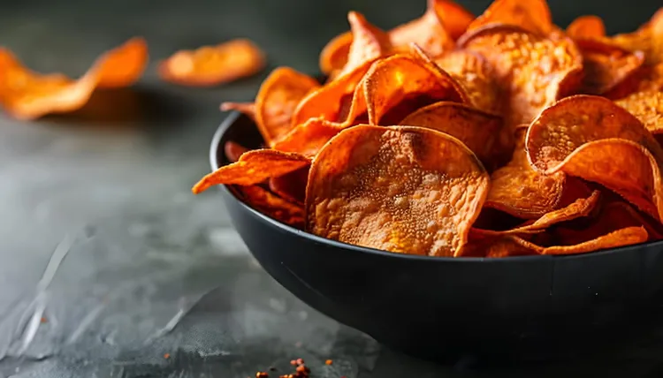 Sweet potato crisps with chilli-lime salt