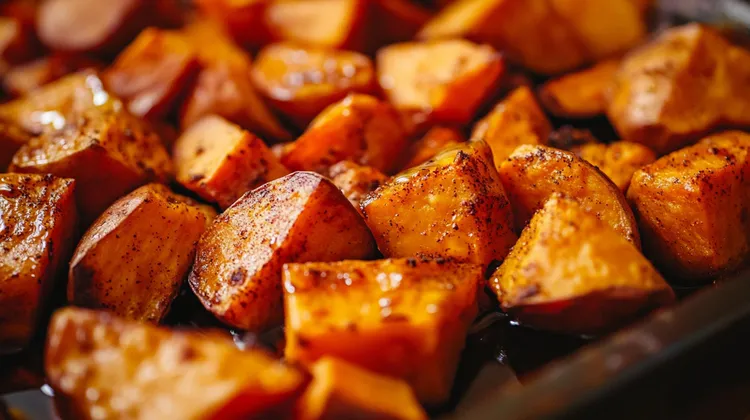 Maple-glazed candied sweet potatoes